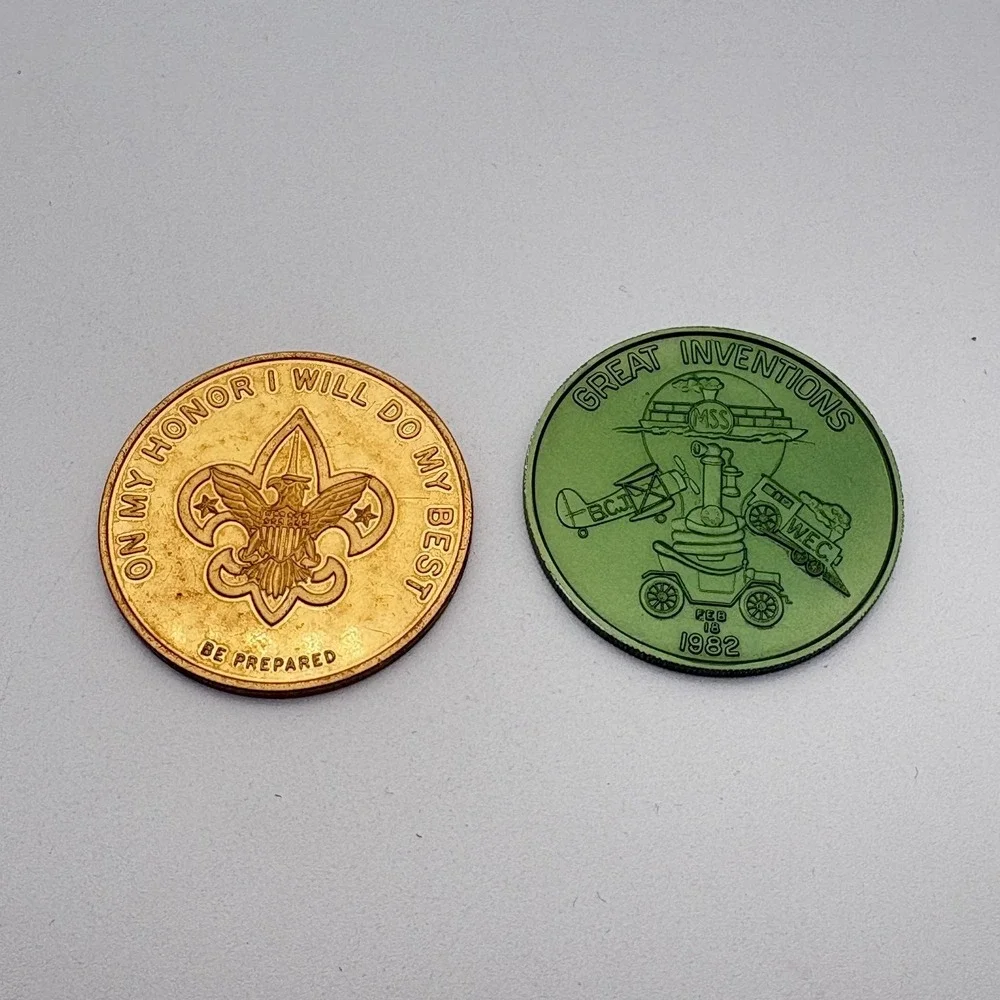 Vintage Boy Scouts Good Turn‎ Token & 1982 Mystic Stripers Doubloon USA Lot